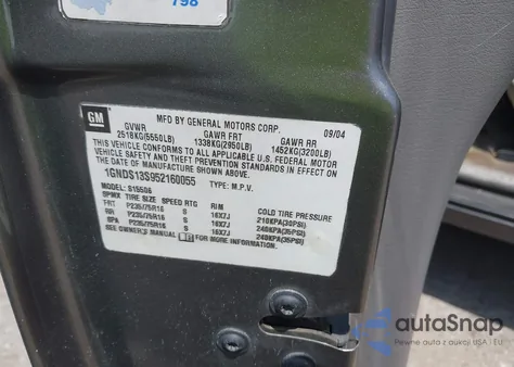 2005 Chevrolet Trailblazer Ls from USA, damaged, VIN 1GNDS13S952160055